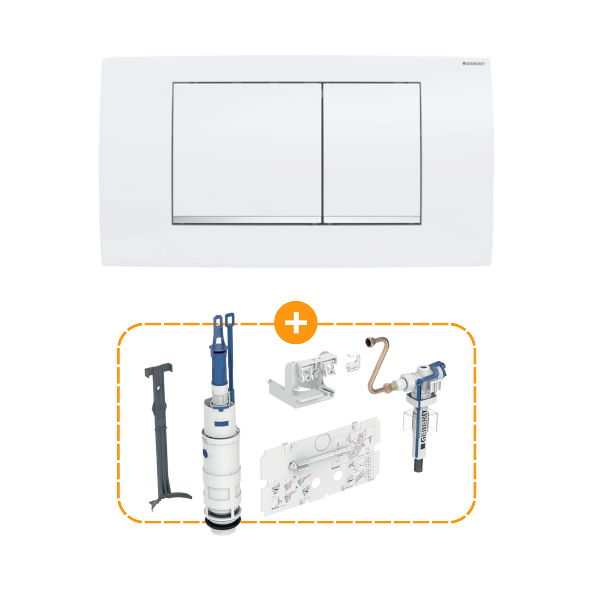 Geberit WM Bundle Twinline30 Betätigungsplatte + Umbauset für 2-Mengen-Spülung mit Typ 383 Füllventil