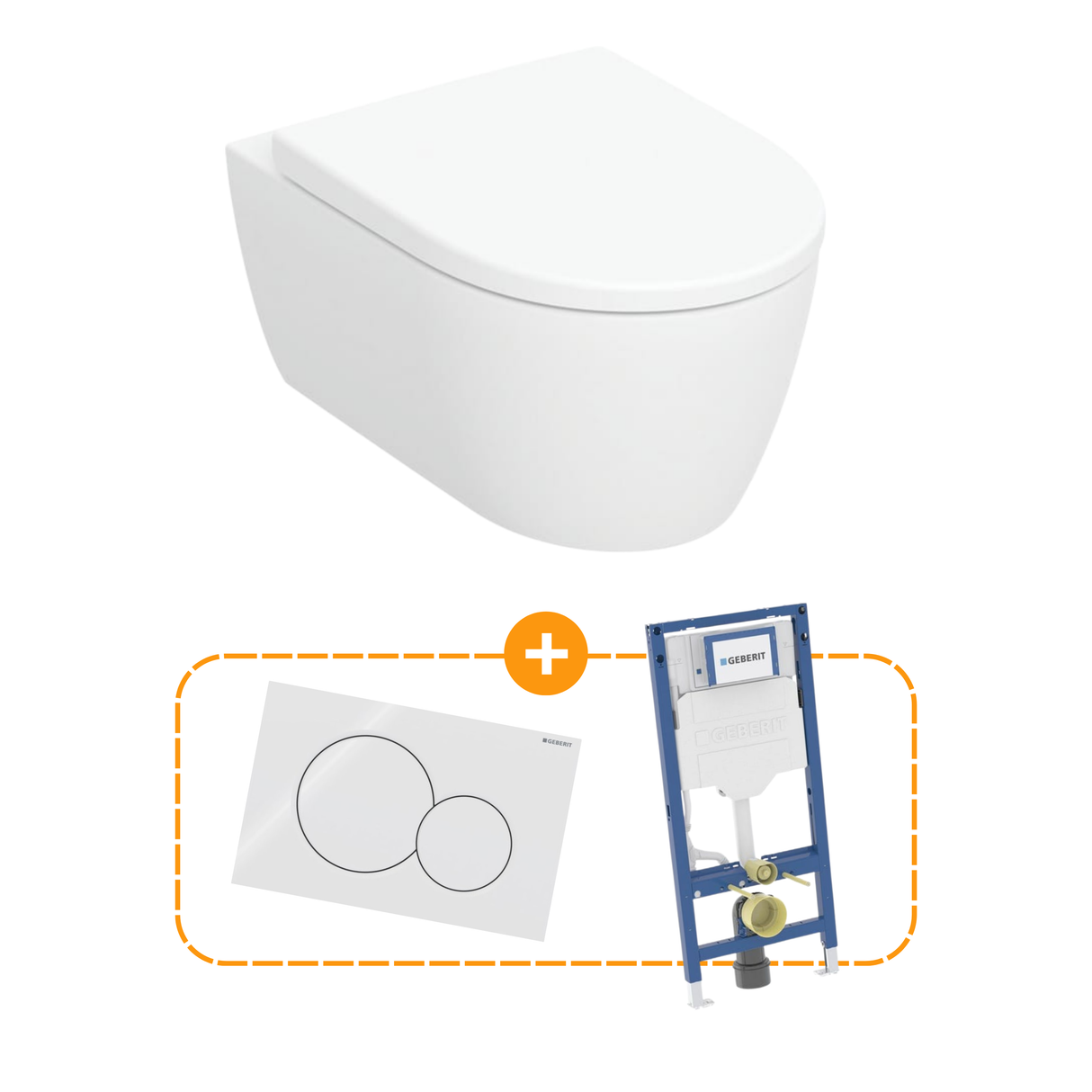 Geberit WM Bundle Duofix Element f. WWC, 112 cm mit Sigma UP-SPK 12 cm + iCon Set Wand-WC Tiefspüler + Sigma01 Betätigungsplatte weiß