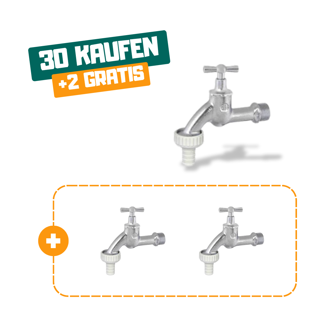 30+2 | JS Auslaufventil mit Schlauchverschraubung, mit Knebel-Oberteil, 1/2", matt chrom