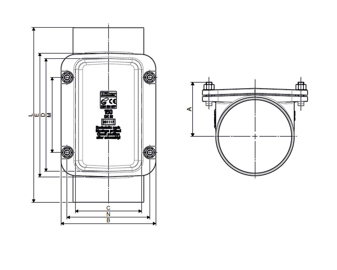 Düker Gussformstück SML Reinigungsrohr eckig