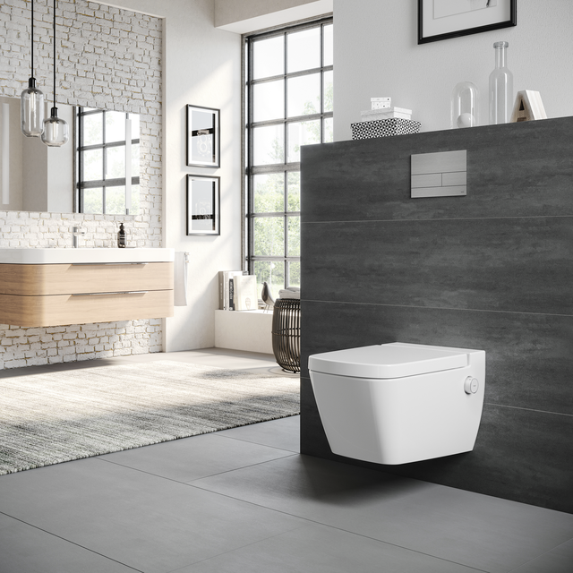 TECEsquare II Metall WC-Betätigungsplatte für Zweimengentechnik, Edelstahl gebürstet (mit Anti-Fingerprint)