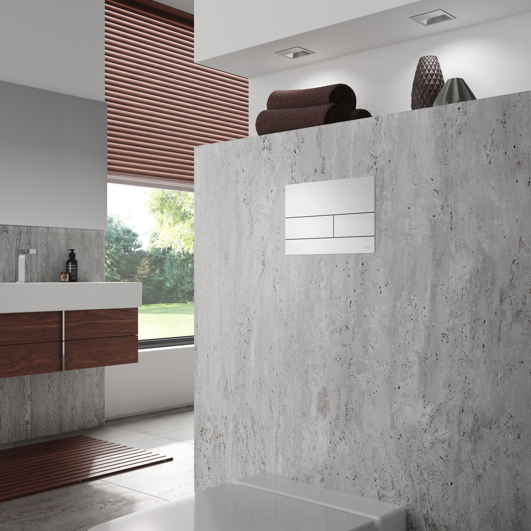 TECEsquare II Metall WC-Betätigungsplatte für Zweimengentechnik, Edelstahl gebürstet (mit Anti-Fingerprint)