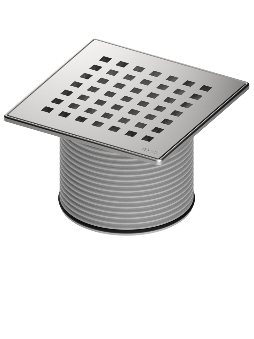 TECEdrainpoint S Aufsatzstück 150 x 150 mit Edelstahlrahmen und Designrost aus Edelstahl