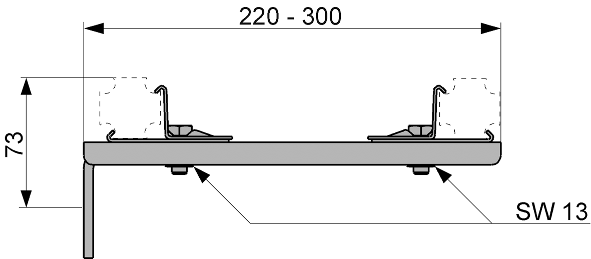 TECEprofil Doppelbefestigung, lange Ausführung