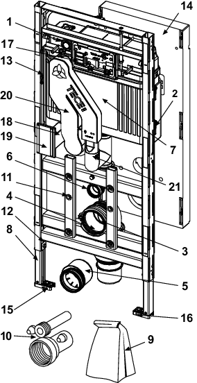 TECElux WC-Modul 400, nachträglich höhenverstellbar, mit Geruchsabsaugung, Bauhöhe 1120 mm
