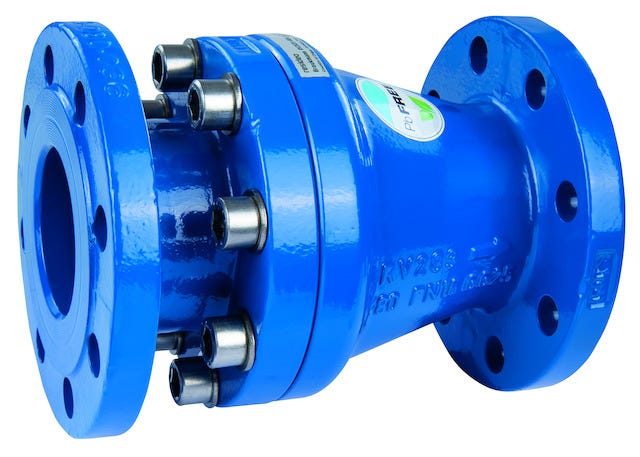 Resideo Rückflussverhinderer RV283S Flansch, pulverbeschichtet blau, Gusseisen, PN 16, EPDM-Dichtung