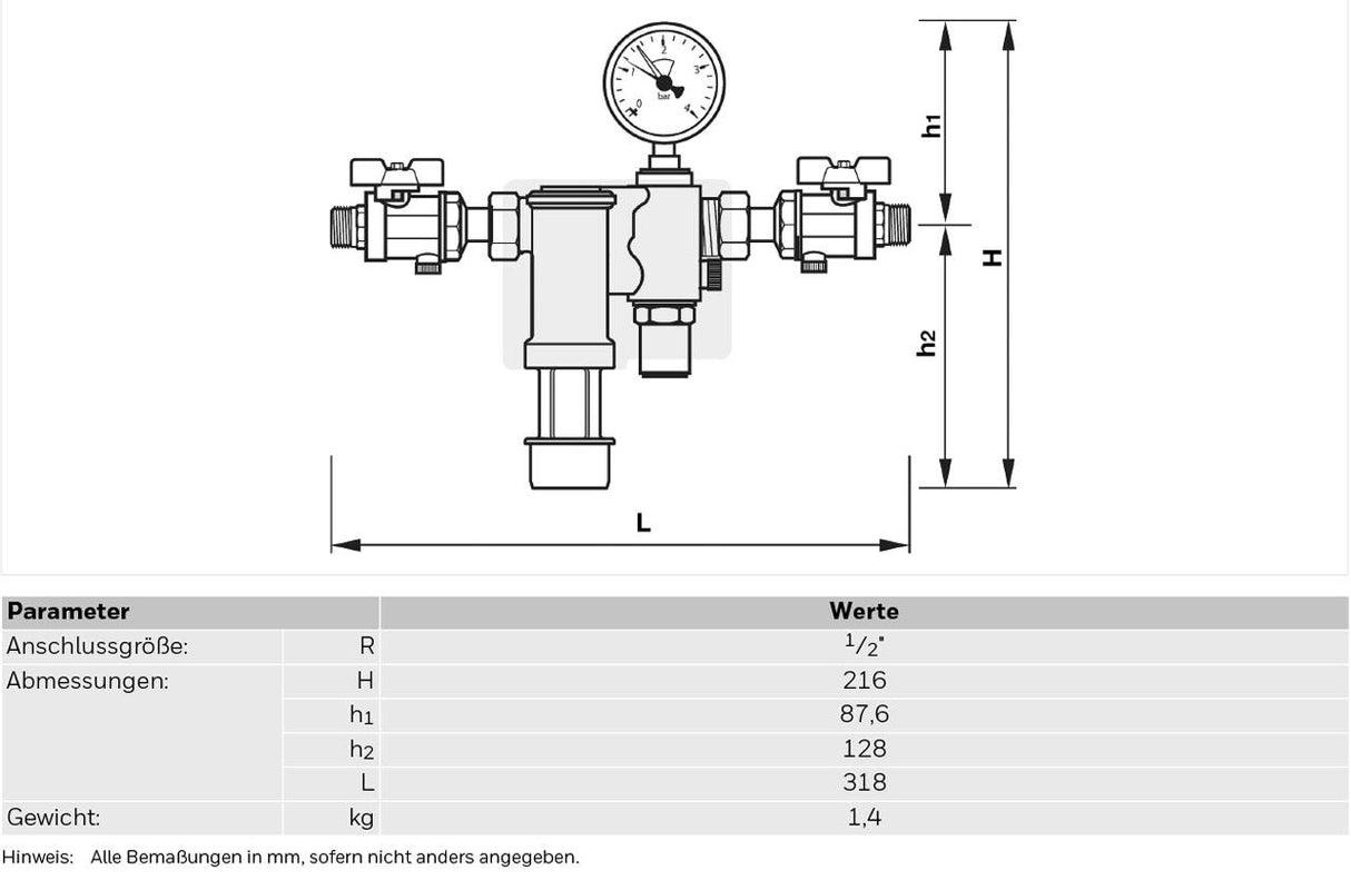 Resideo Nachfüllkombination NK295C Messing, R 1/2, A 1/2"