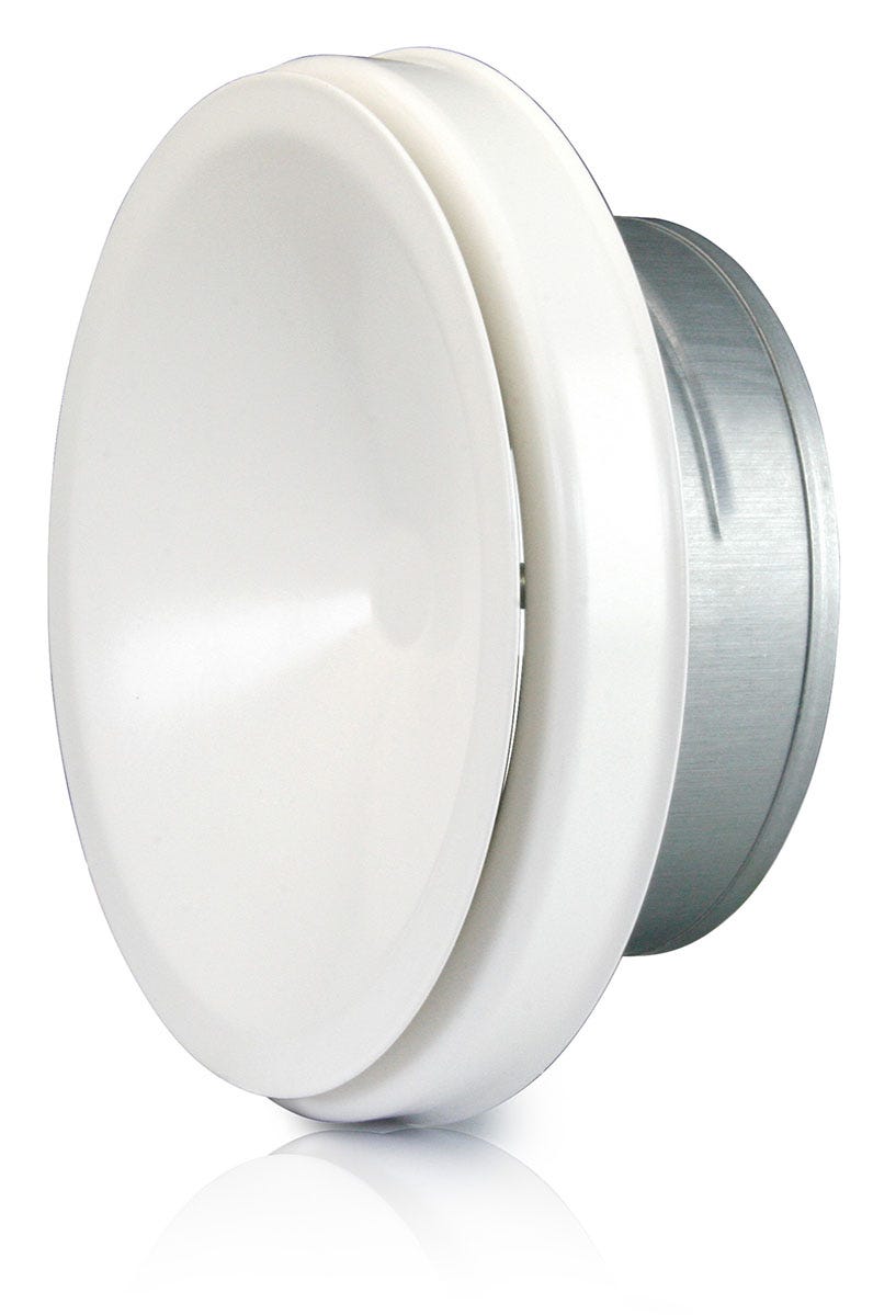 Tellerventil Sonder Zuluft verz. weiss mit Einbaustutzen, ohne Dichtung