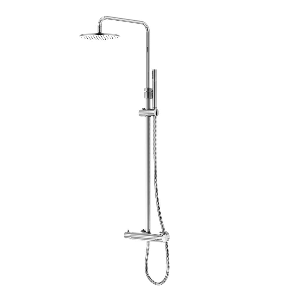 Serie 100 Brauseset komplett mit Thermostatarmatur, mit Regenbrause und Handbrause (Regenbrause mit Easy clean), mit Gleiter, mit schwenkbarem und höhenverstellbarem Regenbrausearm (bei Installation), chrom
