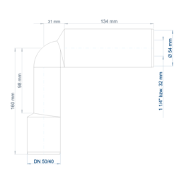 POLO-KAL Siphonbogen lang Winkel 90°, 2-teilig, Polypropylen (PP), mit Dichtungsmaterial aus EPDM, blau