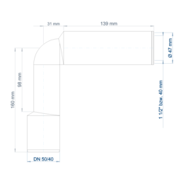 POLO-KAL Siphonbogen lang Winkel 90°, 2-teilig, Polypropylen (PP), mit Dichtungsmaterial aus EPDM, blau