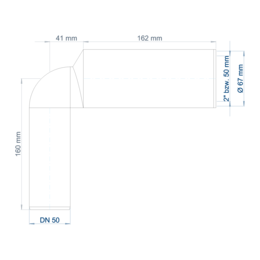 POLO-KAL Siphonbogen lang Winkel 90°, 2-teilig, Polypropylen (PP), mit Dichtungsmaterial aus EPDM, blau