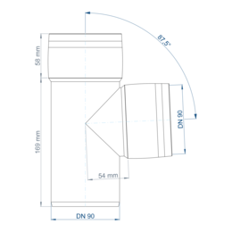 POLO-KAL XS Eckdoppelabzweig aus Polypropylen (PP) mit Monotec-Muffesohlegleichen Abgängen