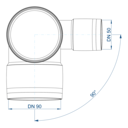 POLO-KAL XS Eckdoppelabzweig aus Polypropylen (PP) mit Monotec-Muffesohlegleichen Abgängen