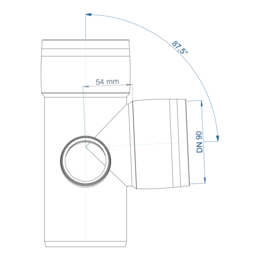 POLO-KAL XS Eckdoppelabzweig aus Polypropylen (PP) mit Monotec-Muffesohlegleichen Abgängen