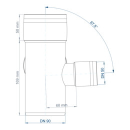 POLO-KAL XS Eckdoppelabzweig aus Polypropylen (PP) mit Monotec-Muffesohlegleichen Abgängen
