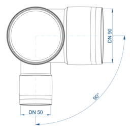 POLO-KAL XS Eckdoppelabzweig aus Polypropylen (PP) mit Monotec-Muffesohlegleichen Abgängen
