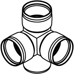 POLO-KAL XS Eckdoppelabzweig aus Polypropylen (PP) mit Monotec-Muffesohlegleichen Abgängen