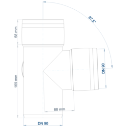 POLO-KAL XS Eckdoppelabzweig aus Polypropylen (PP) mit Monotec-Muffesohlegleichen Abgängen