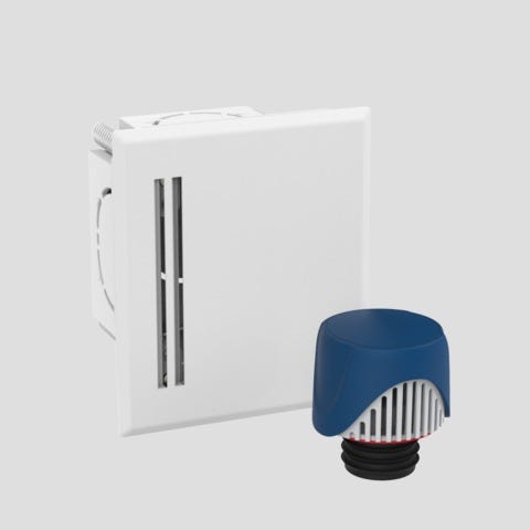 Wandeinbaukasten mit Rohrbeluefter ventilair, Einbaukasten mit Montagerahmen und Kunststoff-Abdeckplatte, Farbe weiß-alpin