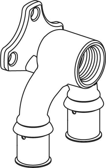 Uponor S-Press PLUS U-Wandscheibe mit Pressmuffe und 1/2 Zoll Gewindemaß aus entzinkungsbeständigem Messing, verzinnt