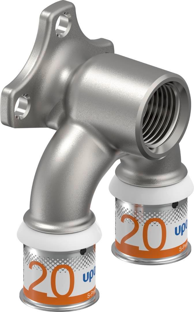 Uponor S-Press PLUS U-Wandscheibe mit Pressmuffe und 1/2 Zoll Gewindemaß aus entzinkungsbeständigem Messing, verzinnt