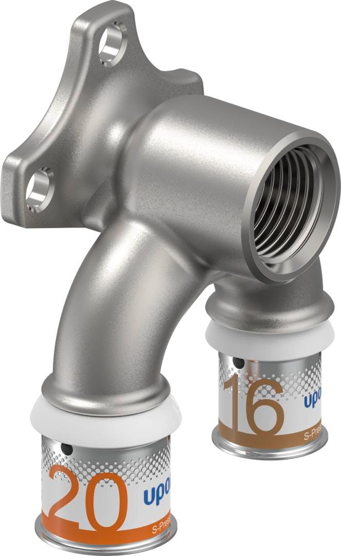 Uponor S-Press PLUS U-Wandscheibe mit Pressmuffe und 1/2 Zoll Gewindemaß aus entzinkungsbeständigem Messing, verzinnt