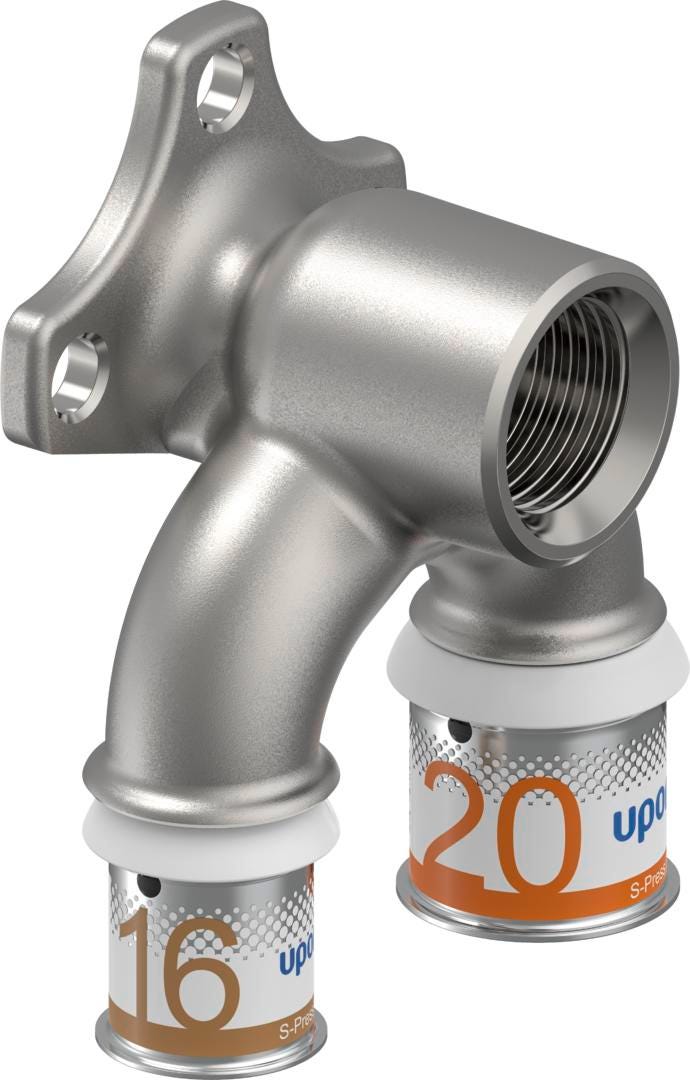 Uponor S-Press PLUS U-Wandscheibe mit Pressmuffe und 1/2 Zoll Gewindemaß aus entzinkungsbeständigem Messing, verzinnt