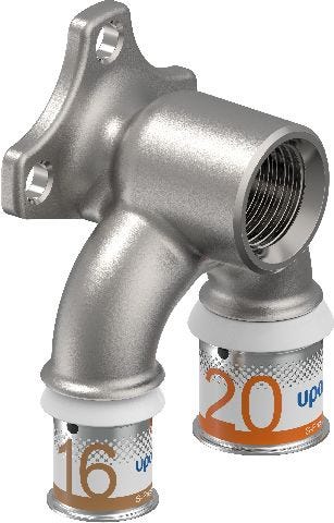 Uponor S-Press PLUS U-Wandscheibe mit Pressmuffe und 1/2 Zoll Gewindemaß aus entzinkungsbeständigem Messing, verzinnt
