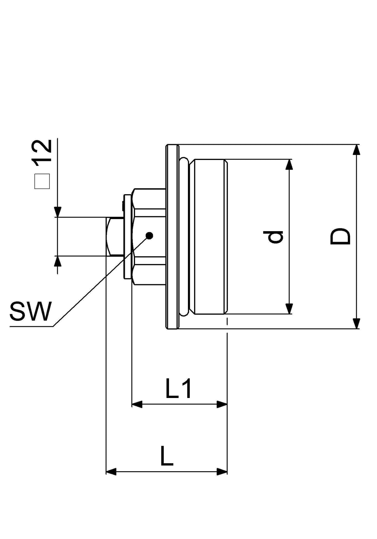 JS Abschlussstopfen links mit Wasserzufuhr von rechts, Außengewinde, Messinggehäuse, Dichtungen EPDM, max. Betriebsdruck 10 bar, max. Betriebstemperatur 90 Grad, G-Gewinde ISO 228 Teil 1, Trinkwasserverordnung DIN EN 1717, Fabrikat Schlösser