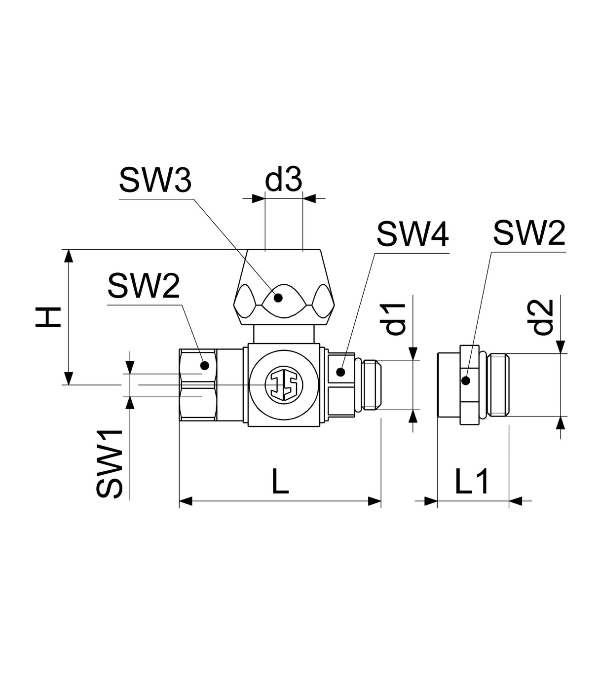 JS Probenahmeventil mit Auslaufröhrchen, DN8+DN10, DVGW geprüft