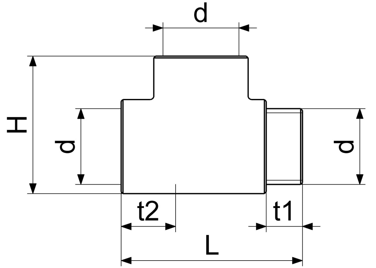 JS Messing-T-Stück, DN15, 1/2", Außengewinde x Innengewinde x Innengewinde, Messing verchromt