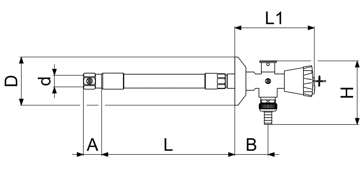 JS Frost-tec Außenarmatur, mit Rohrbelüfter und Rückflussverhinderer, Spannbereich 240-410mm, DN15, Griff chrom, abschließbar