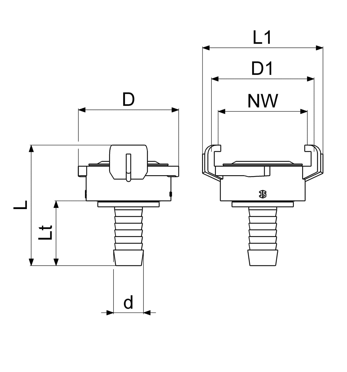 JS Schnellkupplung für Schlauch, Messing, KTW + W270