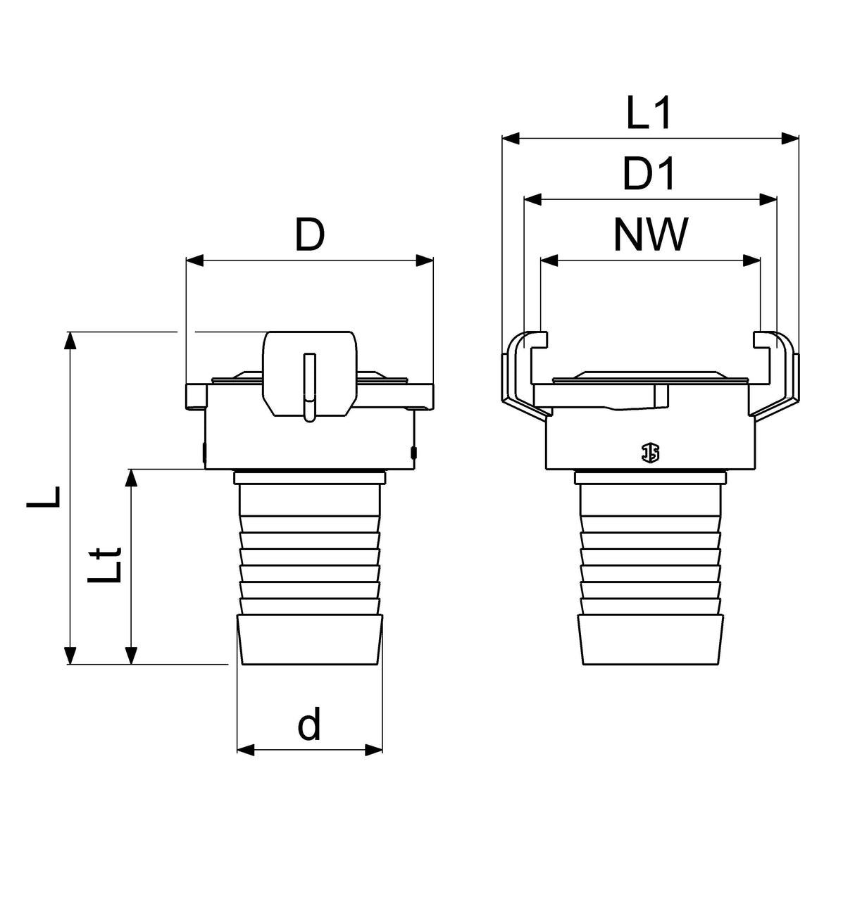JS Schnellkupplung für Schlauch, Messing, KTW + W270