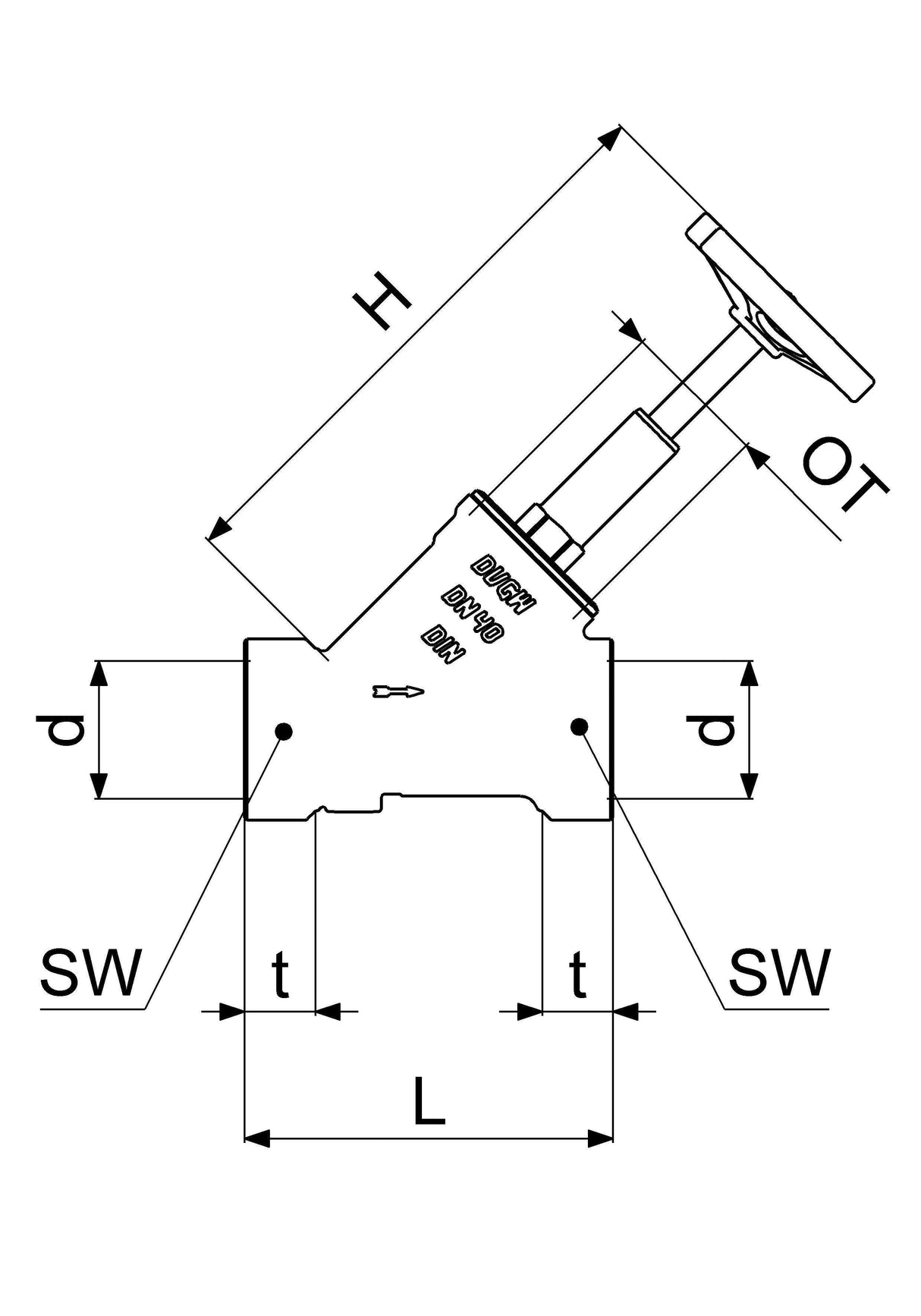 JS Freistromventil mit Muffenanschluss, ohne Entleerung, mit steigender Spindel, DVGW geprüft