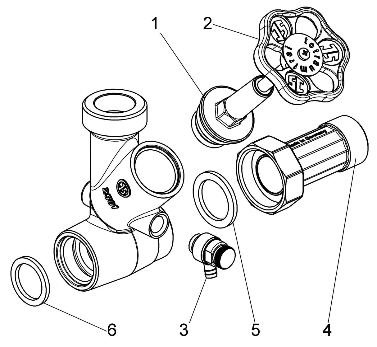 JS Abzweig-T-Ventil Freistromventil mit steigender Spindel