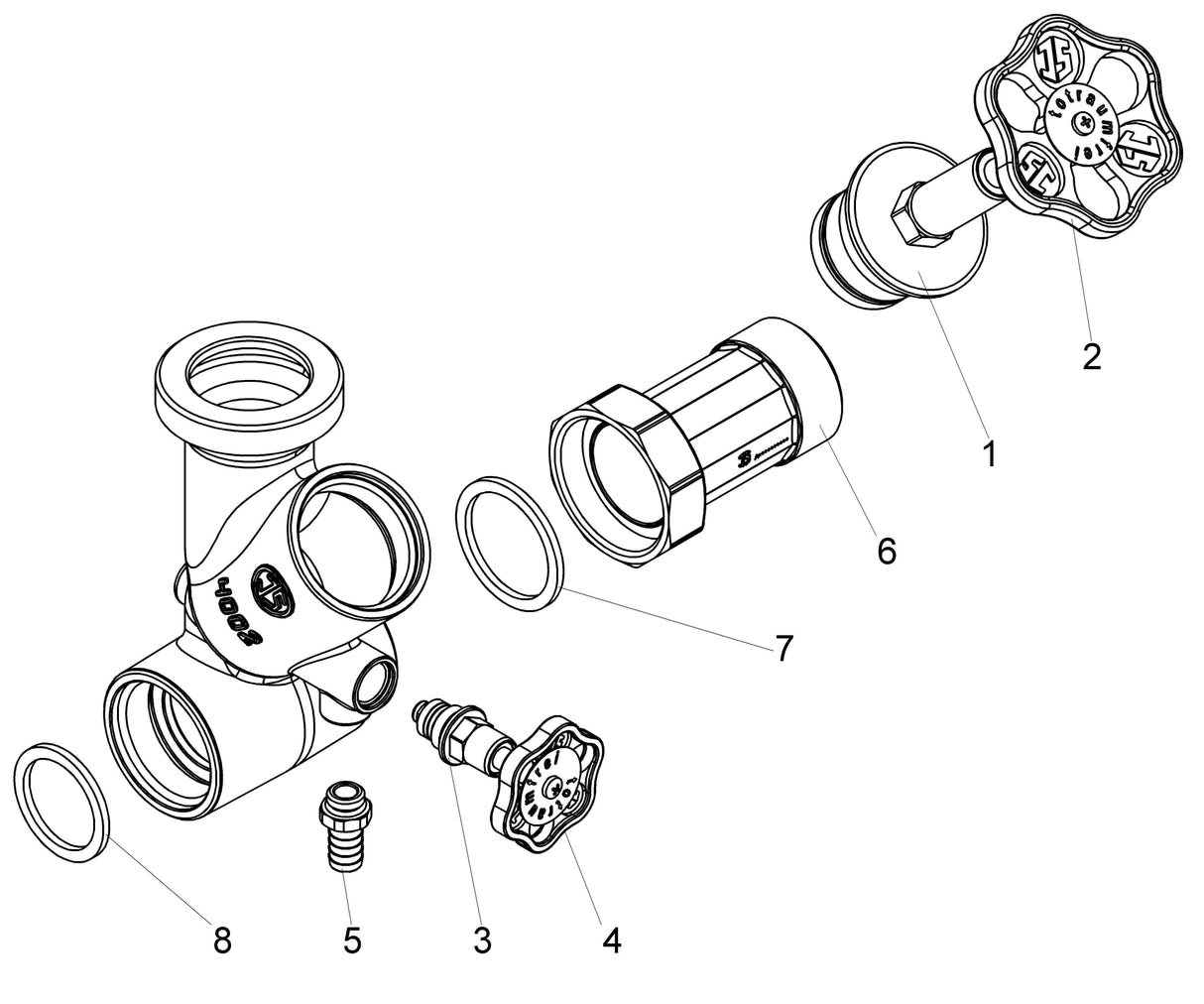JS Abzweig-T-Ventil Freistromventil mit steigender Spindel