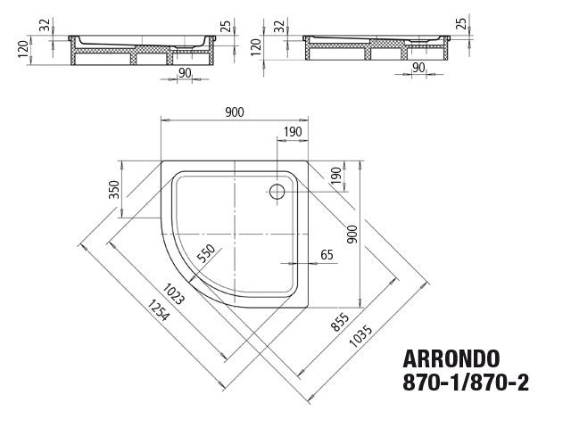 KALDEWEI ARRONDO, Mod.870-1 900x900mm, alpinweiß