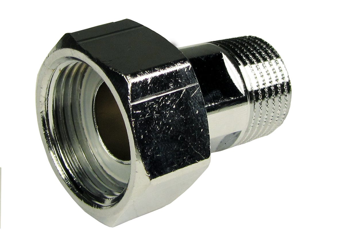 Wasserzählerverschraubung verchromt mit Innengewinde und Außengewinde 3/4"x1/2"