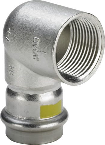 Viega Sanpress Inox G-Übergangswinkel 90° mit SC-Contur Stahl nichtrostend, Modell 0214.2 d: 18 Rp: ½
