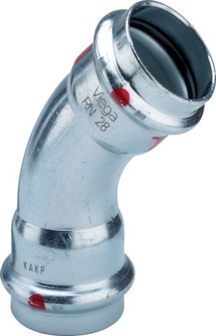 Viega Prestabo-Bogen 45° mit SC-Contur Stahl unlegiert, verzinkt, Modell 1126