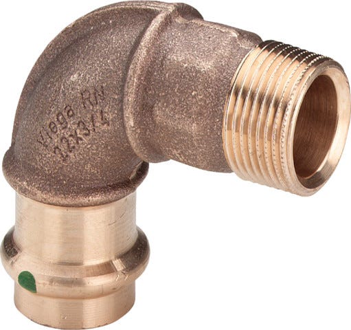 Viega Sanpress-Übergangsbogen 90° mit SC-Contur Rotguss oder Siliziumbronze, Modell 2214