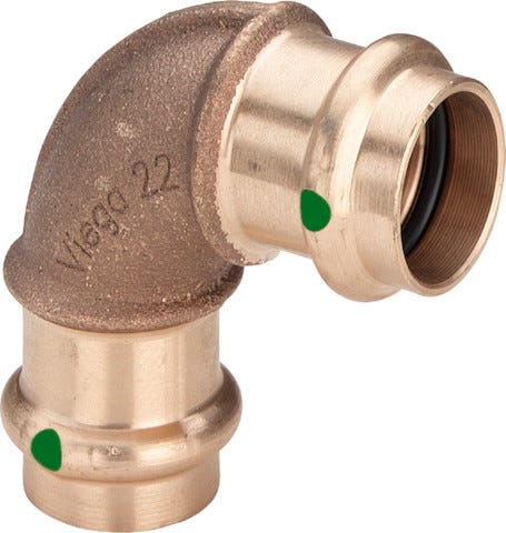Viega Sanpress-Bogen 90° mit SC-Contur Rotguss oder Siliziumbronze, Modell 2216