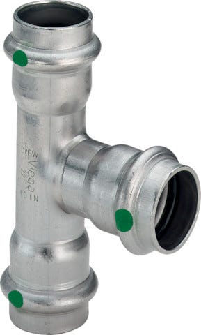 Viega Sanpress Inox-T-Stück mit SC-Contur Stahl nichtrostend, Modell 2318 Abgang reduziert