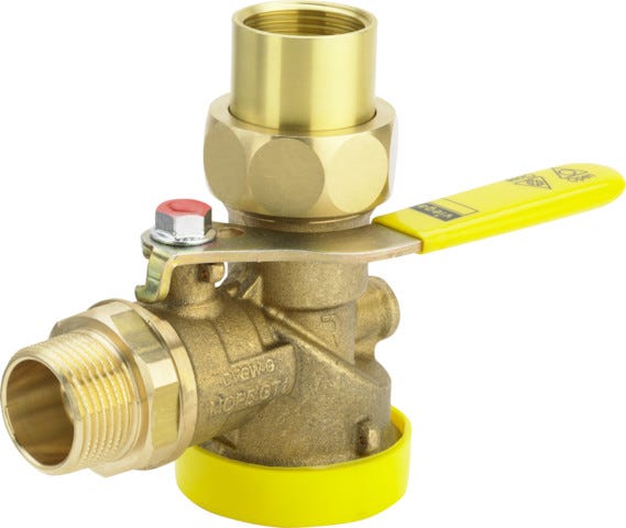 Viega Gaszählerkugeleckhahn für Einstutzengaszähler, Messing, Modell G2111.2 R: 1 Rp: 1