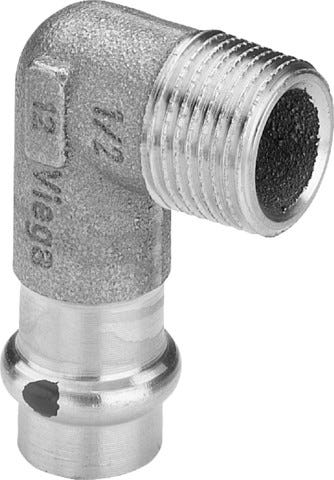 Viega Sanpress-Übergangswinkel 90° mit SC-Contur Rotguss oder Siliziumbronze, Modell 2214.1 d: 15 R: ½