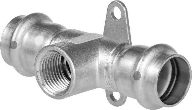 Viega Sanpress Inox-Wandscheiben-T-Stück mit SC-Contur Stahl nichtrostend, Modell 2317.3 d1: 15 Rp: ½ d2: 15