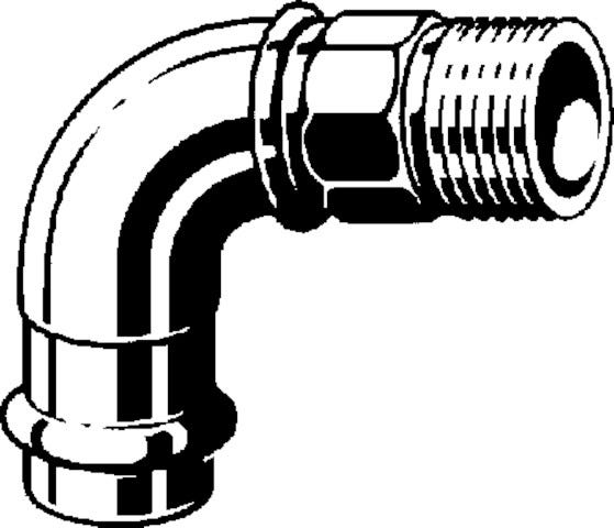 Viega Sanpress-Übergangsbogen 90° mit SC-Contur Rotguss oder Siliziumbronze, Modell 2214