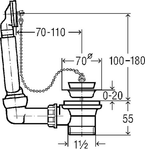 Viega Ab- und Überlaufgarnitur 7462.71 in G1 1/2 x 70mm Kunststoff weiss